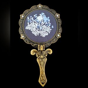 NO LONGER AVAILABLE Something Blue | Hale Finery Hand Embroidered Hand Mirror